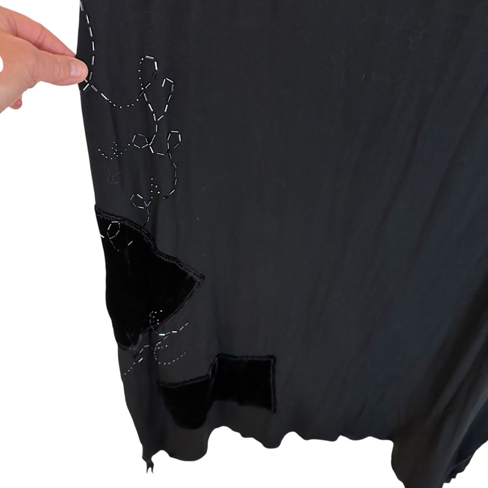 J. Jill black sleeveless beaded dress with velvet accents Size 16 - Picture 6 of 16